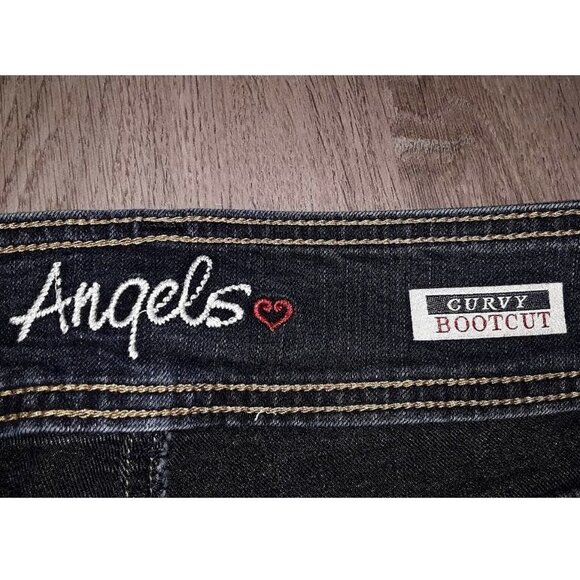 Angels Jeans Curvy Bootcut Flared Jeans Size 12 Distressed Denim Flares Wide Leg - Picture 7 of 8